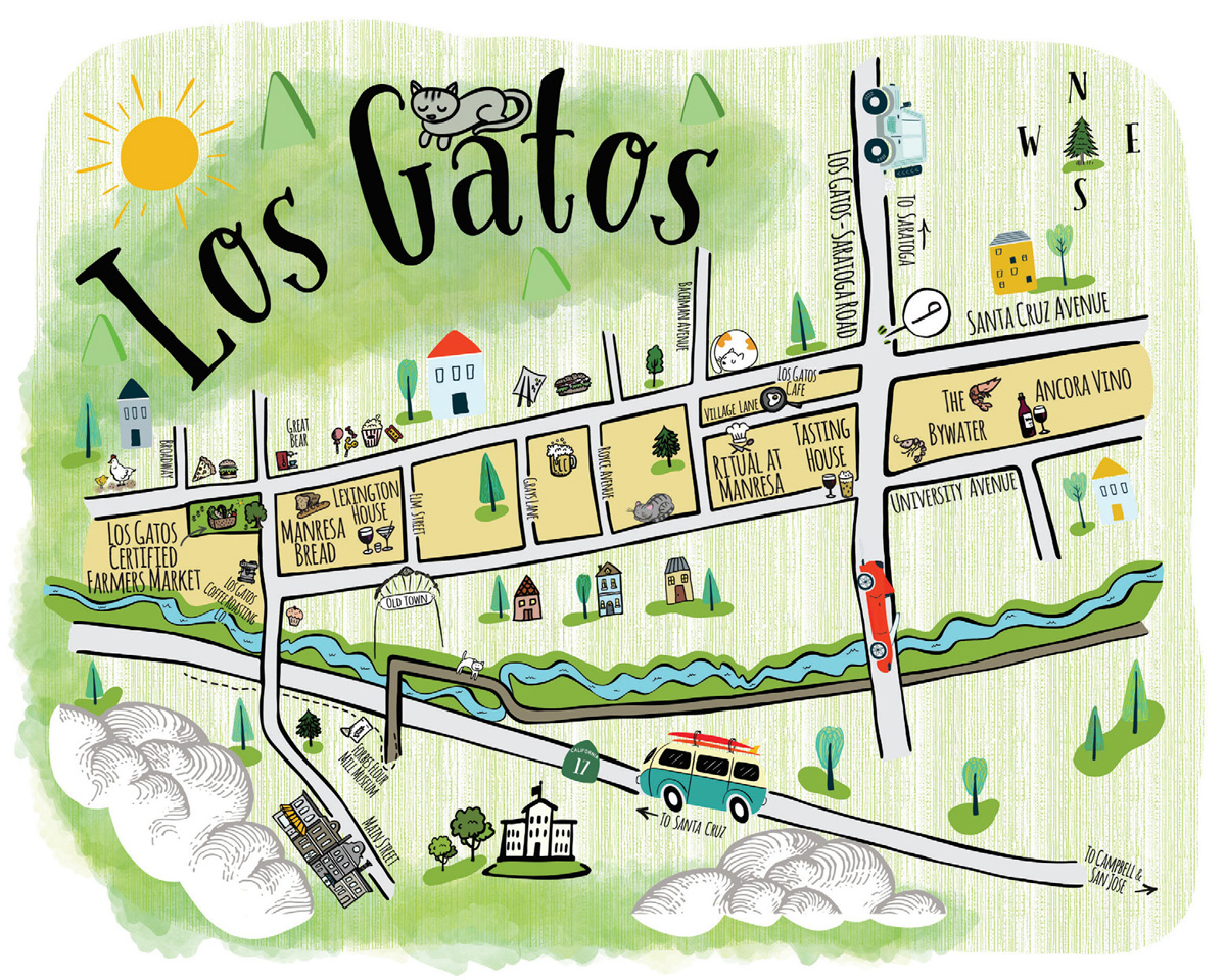 Los Gatos illustration by Gooseberry Designs