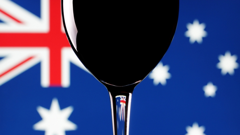 Aussie Flag with Wine Glass