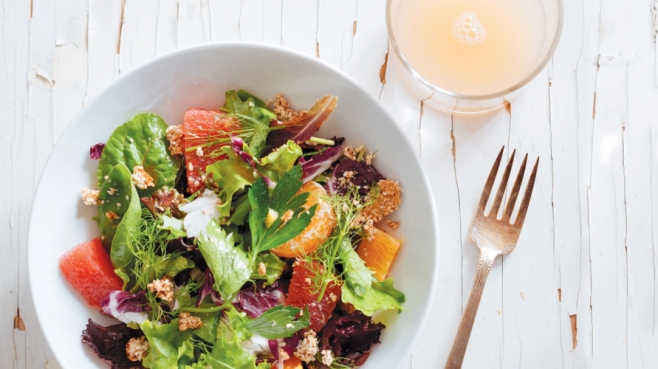 Winter Salad with Spiced Sesame Clusters