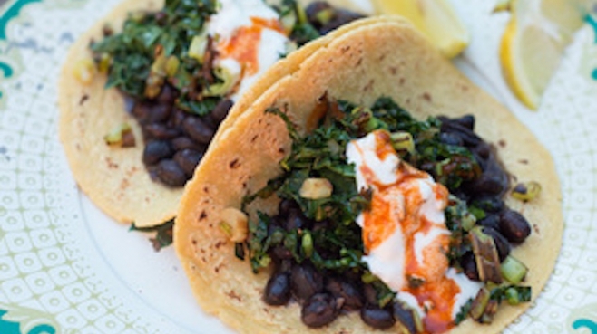 kale tacos with black beans 