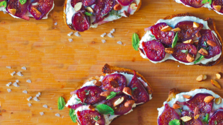 Wine-Poached Figs on Ricotta Toast